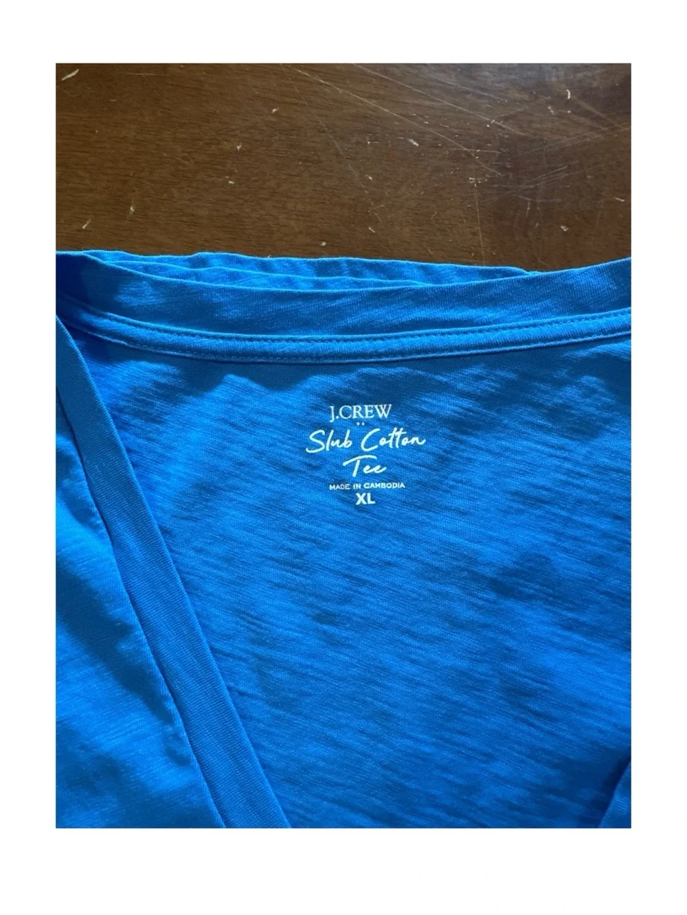 J. Crew Women’s Slub Cotton V-Neck Short Sleeve Tee in Blue Size XL